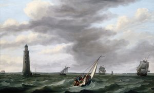 Schiffe vor dem Eddystone-Leuchtturm