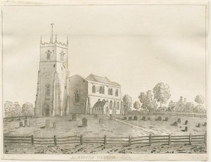 Alrewas Kirche: Aquatinta-Radierung, undatiert [?1848]