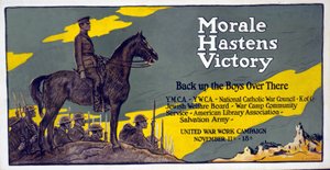 Moral beschleunigt den Sieg - Unterstützt die Jungs dort drüben, United War Work Campaign, 11. - 18. Nov., veröffentlicht 1918 von Francis Luis Mora