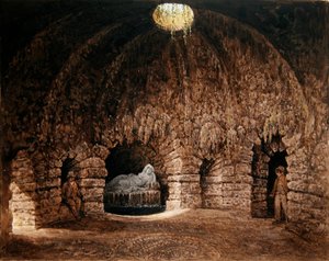 Innenansicht der Grotte, Stourhead von Francis Nicholson