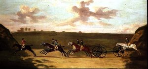 Das Kutschenrennen in Newmarket, gegen die Zeit, 29. August 1750 von Francis Sartorius