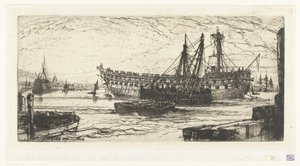 Abwracken des Schiffes Agamemnon von Francis Seymour Haden (Sir) (signed by artist)
