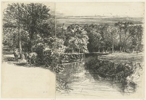 Zwei Esel und der Fluss Dundrum von Francis Seymour Haden (Sir) (signed by artist)