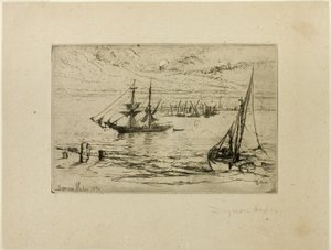 Eine Brigg vor Anker