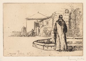 Mönch an einem Brunnen von Francis Seymour Haden