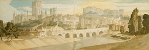 Kathedrale und Schloss von Durham vom Fluss Wear aus, 1811 von Francis Towne