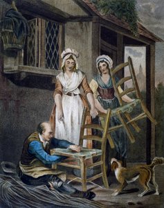 Herstellung von Korbstuhlsitzen, Gravur von Francis Wheatley (1747-1801) aus Cries in London, Vereinigtes Königreich von Francis Wheatley