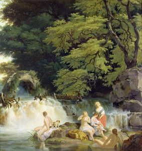 Der Lachsprung bei Leixlip mit badenden Nymphen von Francis Wheatley