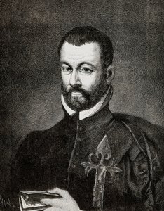 Porträt von Benito Arias Montano (1527-1598), spanischer Humanist und Theologe, basierend auf einem Gemälde von Francisco Pacheco