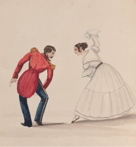 Ein peruanischer Mann und eine Frau tanzen die Zamacueca