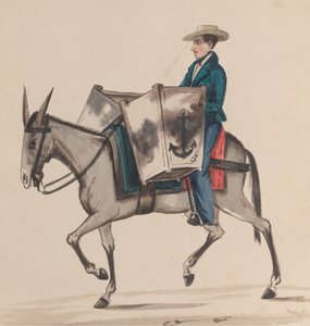 Ein Bäcker zu Pferd, aus einer Gruppe von Zeichnungen, die peruanische Kostüme darstellen, ca. 1848 von Francisco