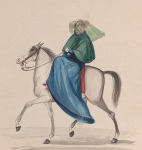 Elegant gekleidete Frau zu Pferd, aus einer Gruppe von Zeichnungen, die Peruaner darstellen, ca. 1848 von Francisco
