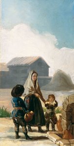 Eine Frau und zwei Kinder an einem Brunnen von Francisco de Goya