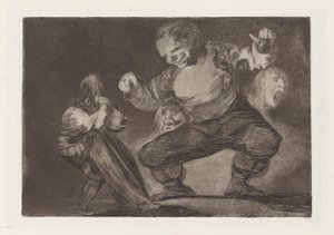 Bobalicón (Einfaltspinsel), auch bekannt als Tras el vicio viene el fornicio (Nach dem Laster kommt die Unzucht), aus der Serie Los disparates (Los proverbios) von Francisco de Goya