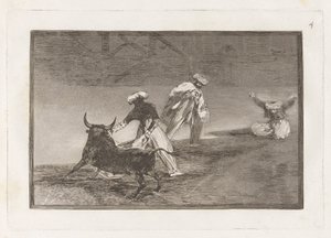 Sie spielen einen anderen mit dem Umhang im Gehege, Platte 4 aus La tauromaquia von Francisco de Goya