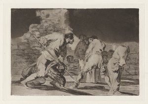 Disparate furioso (Wütender Unsinn), auch bekannt als Hizonos dios y maravillamos nos (Es ist erstaunlich und wir wurden von Gott gemacht, aus der Serie Los disparates (Los proverbios)) von Francisco de Goya