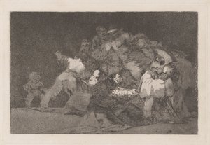 Disparate general (Allgemeine Torheit), auch bekannt als Unas de Gato y Habito de Beato (Die Krallen einer Katze und das Gewand eines Gläubigen), aus der Serie Los disparates (Los proverbios)