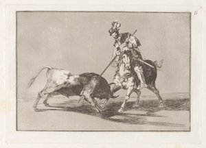 El Cid Campeador spießt einen weiteren Stier auf, Platte 11 aus La tauromaquia von Francisco de Goya