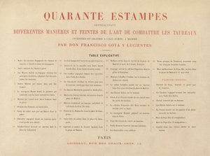 Erläuterungsblatt, aus La tauromaquie (Dritte Ausgabe) von Francisco de Goya