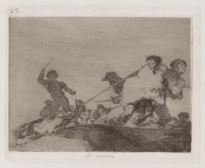 Er verdiente es (Lo merecia), Platte 29 aus Los desastres de la guerra (Die Schrecken des Krieges)