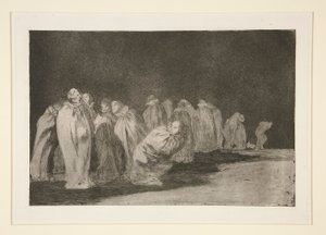 Die Eingesackten, Platte 8 aus der Serie Los proverbios von Francisco de Goya