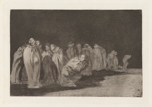 Die Männer in Säcken, auch bekannt als So el sayal, hay al, aus der Serie Los disparates von Francisco de Goya