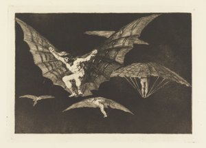 Art des Fliegens, Platte 13 in Sprichwörter von Francisco de Goya