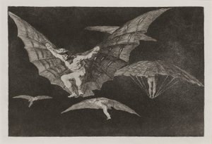 Modo de volar (Eine Art zu fliegen), auch bekannt als Donde hay ganas hay maña (Wo es einen Willen gibt, gibt es einen Weg) von Francisco de Goya