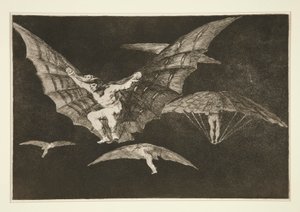Modo de volar (Eine Art zu fliegen), pl. 13 aus der Serie Los proverbios von Francisco de Goya