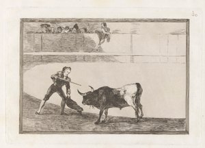 Pedro Romero tötet den angehaltenen Stier, Platte 30 aus La tauromaquia von Francisco de Goya