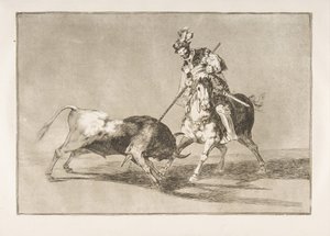 Tafel 11 aus der Tauromaquia: Der Cid Campeador spießt einen weiteren Stier auf von Francisco de Goya