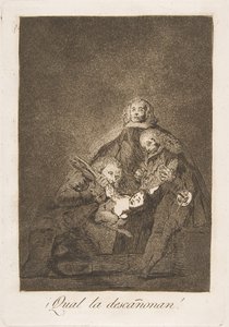 Tafel 21 aus Los Caprichos: Wie sie sie rupfen! ¡Qual la descañonan!, 1799 von Francisco de Goya