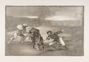 Tafel 2 der Tauromachie: Eine andere Art der Jagd zu Fuß, 1816 von Francisco de Goya