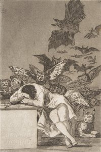 Blatt 43 aus Los Caprichos: Der Schlaf der Vernunft gebiert Ungeheuer, 1799, veröffentlicht 1908-12