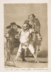 Tafel 76 aus Los Caprichos: Du verstehst... nun, wie ich sage... eh! Pass auf! sonst... von Francisco de Goya