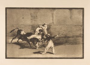 Platte 8 aus der Tauromaquia: Ein Maure wird im Ring vom Stier gefangen, ca. 1816 von Francisco de Goya