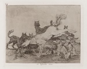 Se defiende bien (Er verteidigt sich gut), Platte 78 aus Los desastres de la guerra (Die Schrecken des Krieges) von Francisco de Goya