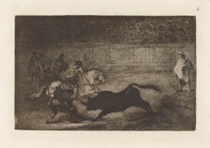 Ein spanischer Reiter bricht von Francisco de Goya