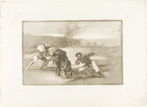 Eine andere Art der Jagd zu Fuß, Platte zwei aus Die Kunst des Stierkampfs von Francisco Jose de Goya y Lucientes