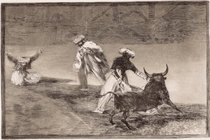 Stierkampf: Die Mauren spielen mit einem anderen Stier im Gehege von Francisco de Goya