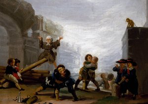 Kinder kämpfen und spielen auf einer Wippe