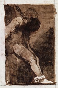 Wenn er ein Verbrecher ist, stirbt er schnell (Aquatinta, ca. 1810) von Francisco de Goya