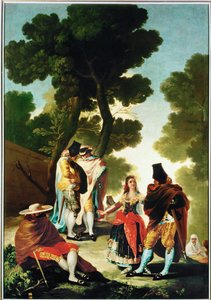 La maja y los Embozados - die Maja und die verhüllten Männer, Karton für den Wandteppich
