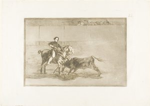Männlicher Mut der berühmten Pajuelera im Ring von Saragossa, Platte 22 aus Die Kunst des Stierkampfs von Francisco Jose de Goya y Lucientes