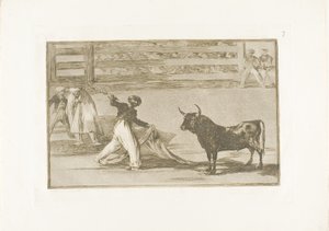 Ursprung der Harpunen oder Banderillas, Tafel sieben aus Die Kunst des Stierkampfs