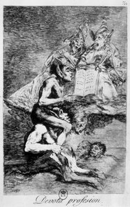 Glaubensbekenntnis, Hexenszene mit Elfen von Goya, Ende 18. Jahrhundert