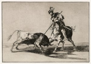 Der Cid Campeador greift einen Stier mit seiner Lanze an von Francisco de Goya