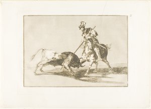 Der Cid Campeador spießt einen weiteren Stier auf, Platte elf aus Die Kunst des Stierkampfs von Francisco Jose de Goya y Lucientes
