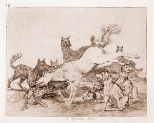 Die Katastrophen des Krieges: Er verteidigt sich gut (Radierung nach Vorzeichnung) von Francisco de Goya