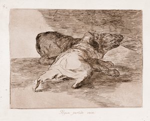 Die Schrecken des Krieges: Er erntet einige Vorteile (Radierung nach der Vorzeichnung) von Francisco de Goya